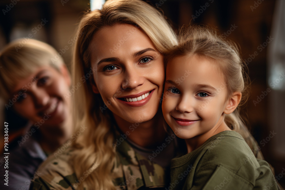AI generated picture of affectionate reunion between a military soldier and baby AI generated picture of affectionate reunion between a military soldier and baby