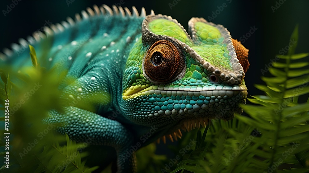 green lizard on a branch, chameleons reptiles