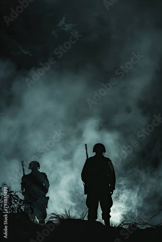 soldier silhouette at night 