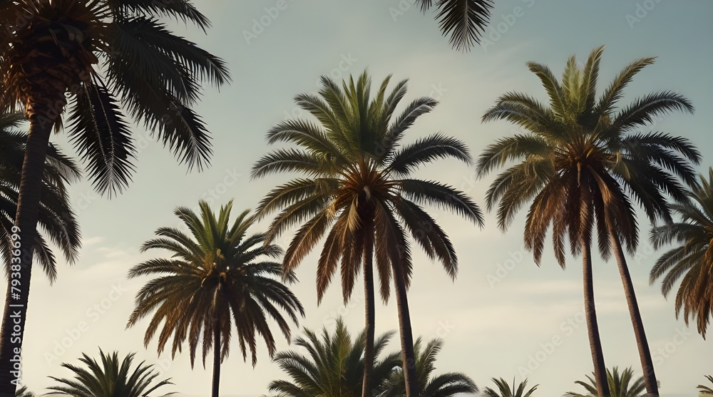 Image of palm trees on a light background.generative.ai