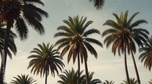 Image of palm trees on a light background.generative.ai © Neelam