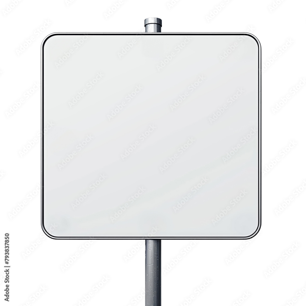 A white road sign mounted on a metal pole stands against a clear sky in an urban setting A white road sign mounted on a metal pole stands against a clear sky in an urban setting