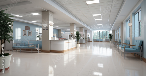 Abstract blur beautiful luxury hospital interior, perspective for backgrounds