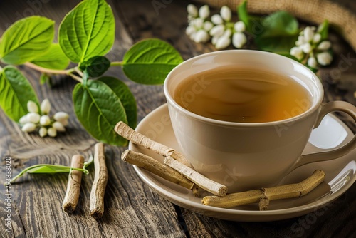 Ashwagandha tea, herbal drink photo