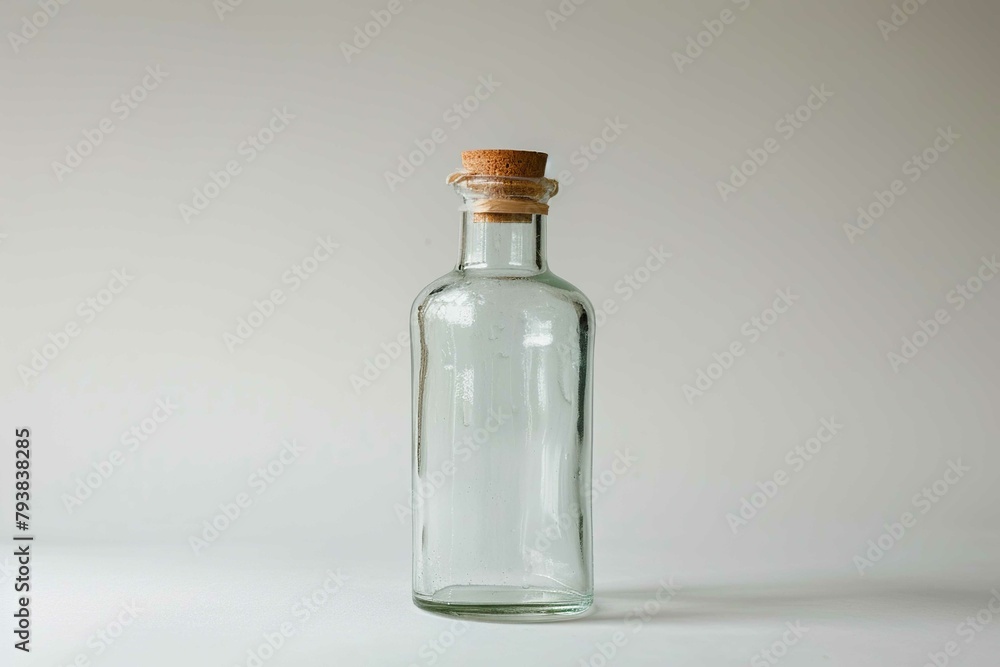 vintage glass bottle, isolated on gray