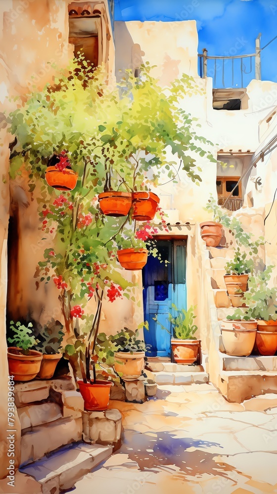 Fototapeta premium Watercolor Make the scene feel ancient yet vibrant