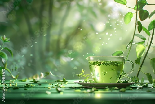 Green tea, herbal drink