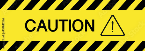 Caution. Caution signs. Caution yellow sign. Hazard warning sign. Vector illustration.
 photo