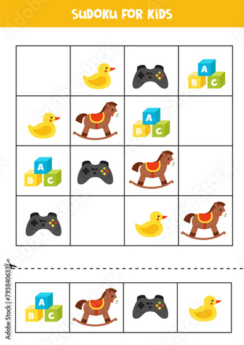 Educational Sudoku game with cute cartoon toys.