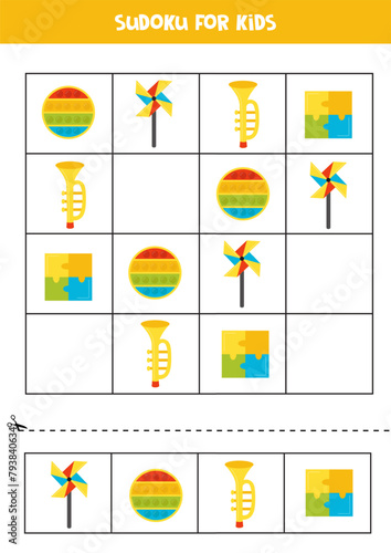 Educational Sudoku game with cute cartoon toys.