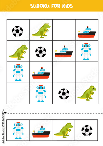 Educational Sudoku game with cute cartoon toys.