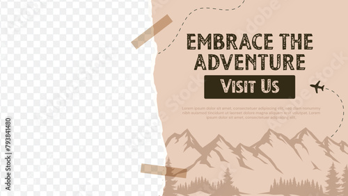 Adventure banner representing the style of traveling with modern typo customize colors and a road image