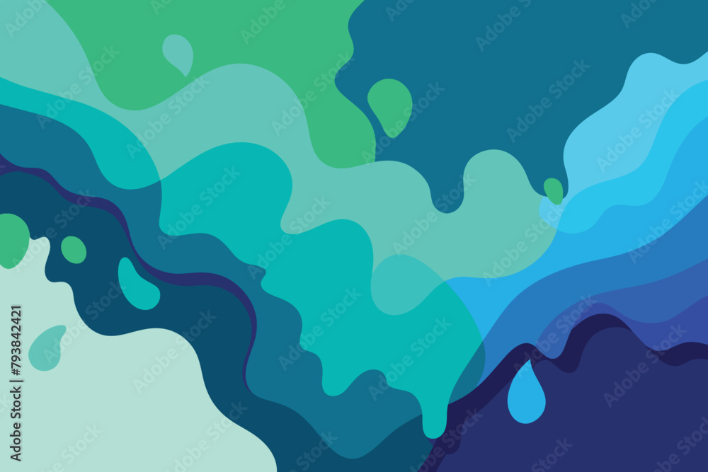 Abstract watercolor paint background by teal color blue and green with liquid fluid texture for background vector