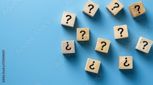 Blocks with question marks on a blue background