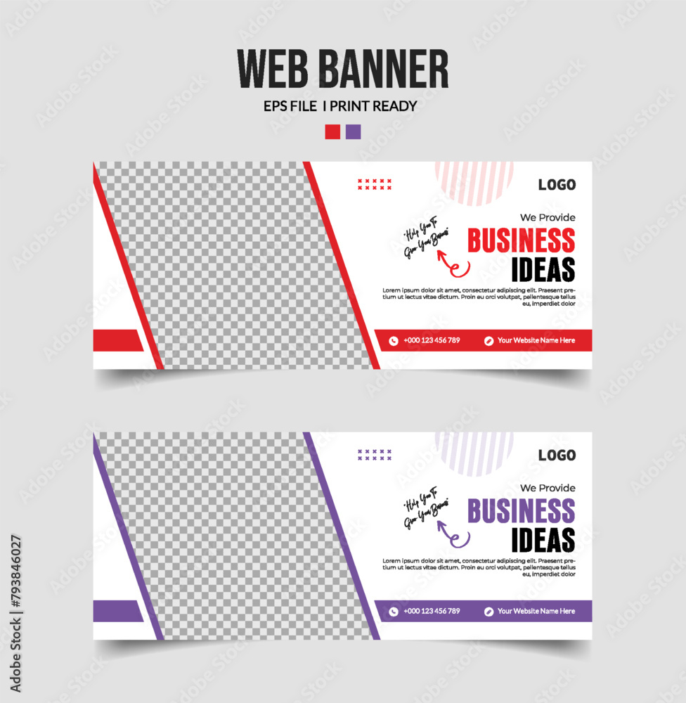 Business horizontal web banner template design.
