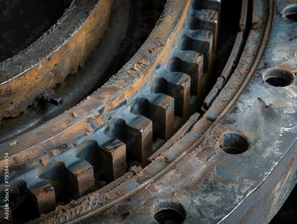 Rusty metal piece with perforations, resting on a surface, AI-generated. Rusty metal piece with perforations, resting on a surface, AI-generated.