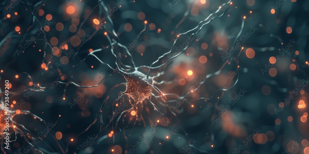 Active Neural Network Synapses Illustration - obrazy, fototapety, plakaty 