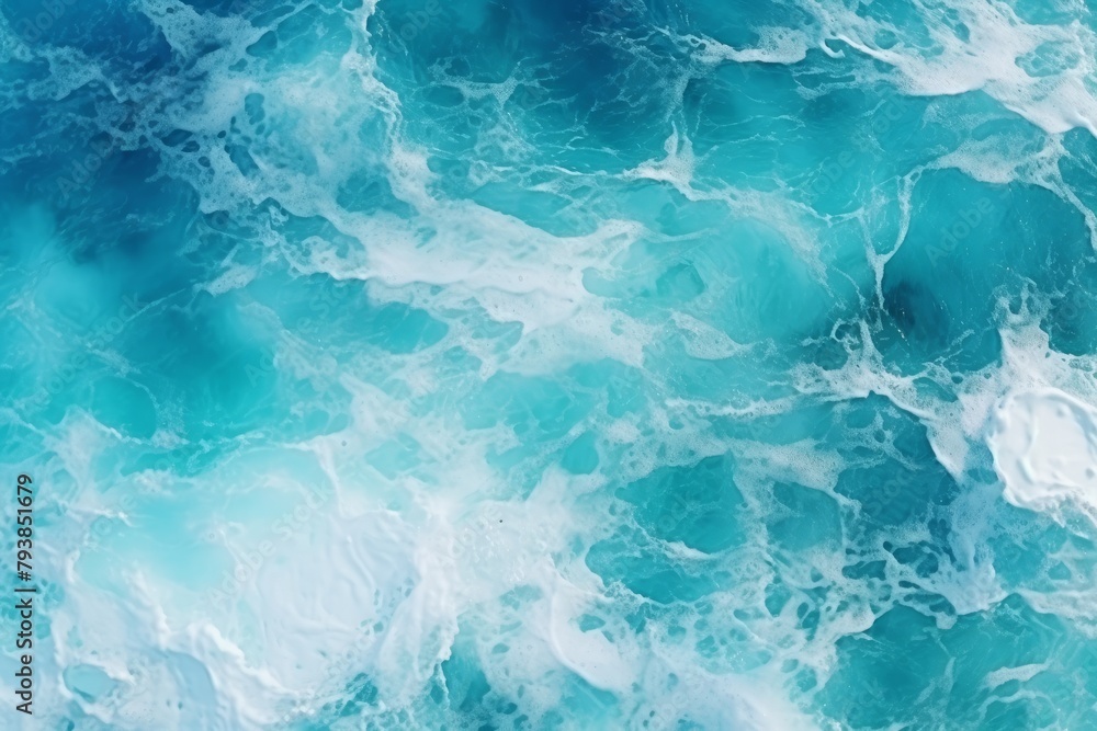 Blue ocean waves with foam, summer background, top view. Blue ocean waves with foam, summer background, top view.