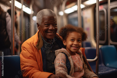 Grandparent and grandchild turn a subway ride into a joyful adventure photo