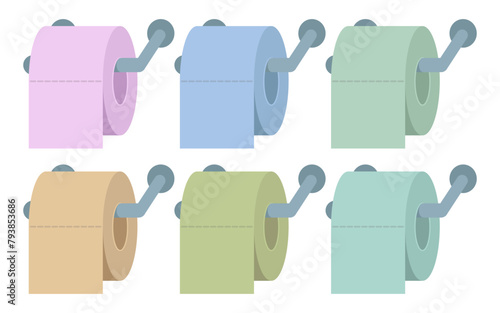 colored toilet paper, toilet paper with long shadow, toilet paper logo, vector artwork