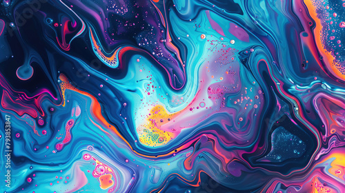 Vibrant abstract art background with fluorescent swirls in Art Language style