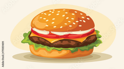 Beef burger American fast food. Hamburger with meat vector