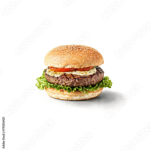 Grilled lamb burgers with juicy interior floating and steaming Food and culinary concept