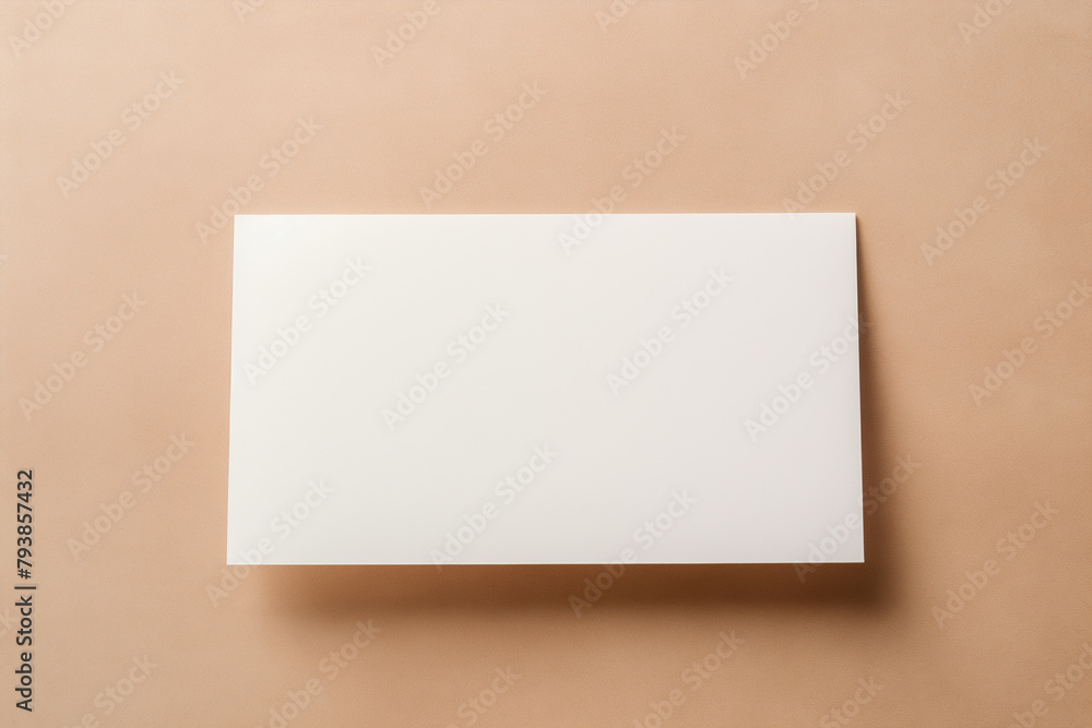 Blank white business card on beige background. Mockup business card. Top view. Copy space. Blank white business card on beige background. Mockup business card. Top view. Copy space.
