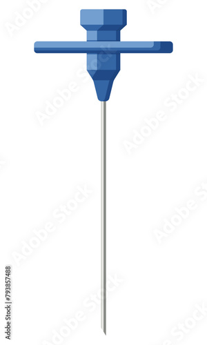 Medical equipment, Jamshidi Bone Marrow Aspiration Intraosseous needle is a specialized needle used to gain access into the bone marrow. Flat design.