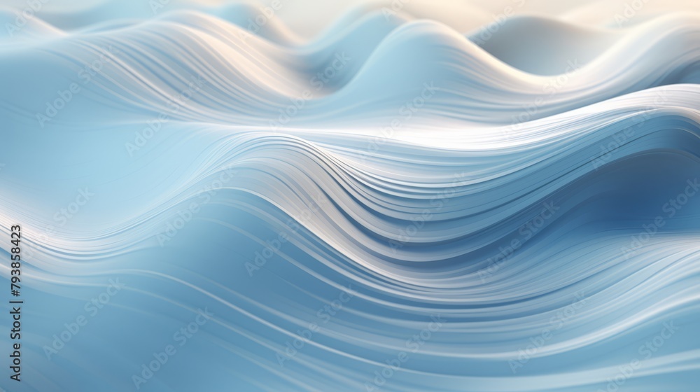 Data-driven ocean waves, algorithmically generated 3D abstract seascape, capturing the flow of information