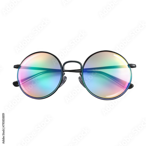 Glasses with multi-colored lenses isolated on transparent background