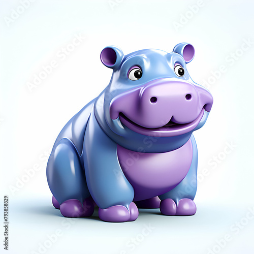 3d rendered illustration of a hippo cartoon character isolated on white background