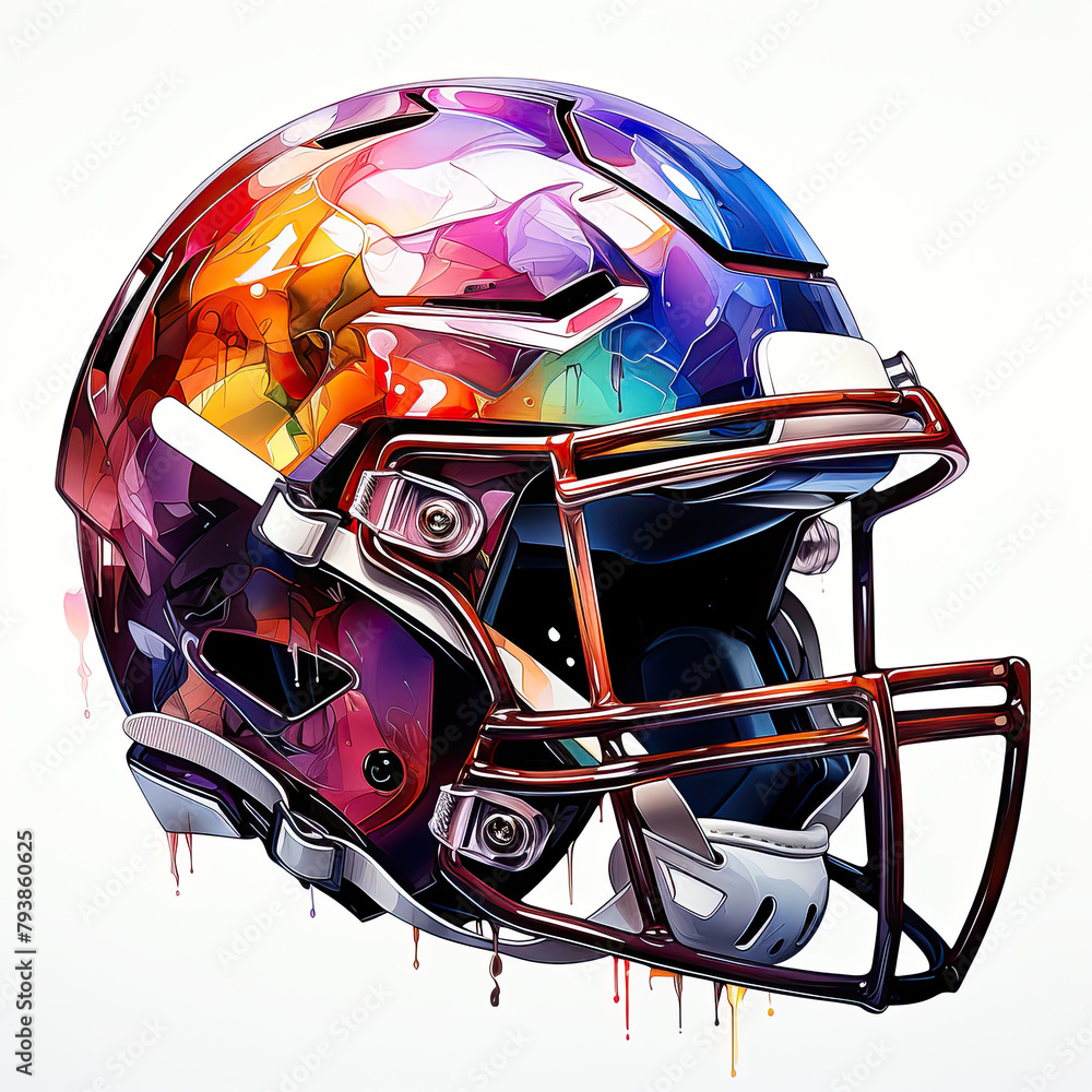 Watercolor Cricket Helmet Illustration, Generative Ai Watercolor Cricket Helmet Illustration, Generative Ai