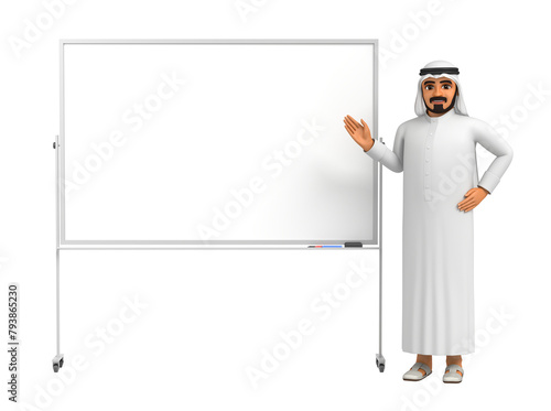 Arab man explaining on whiteboard