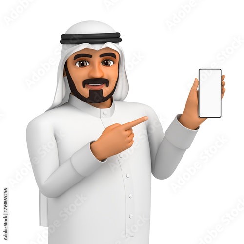 Arab man operating a smartphone