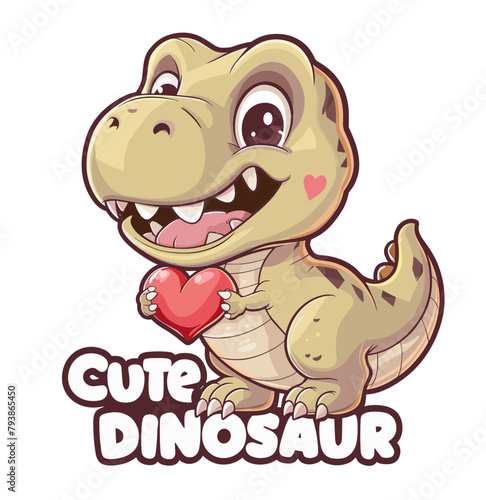 Cute dinosaur with heart. For t-shirt design, poster, banner and other design.
