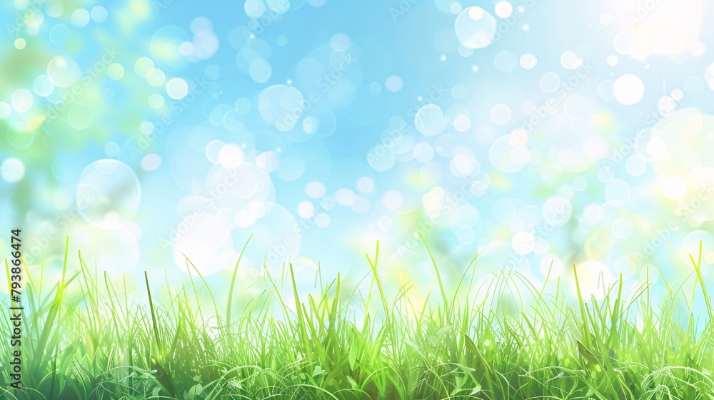 Fresh spring green grass with bokeh background. Nature background