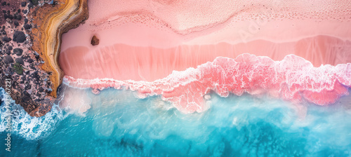 Aerial view of beach and water photo