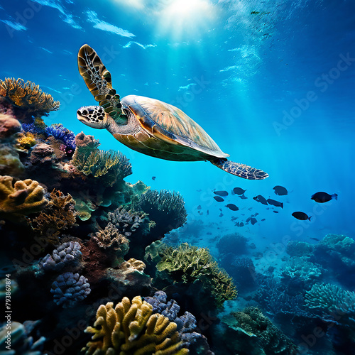 Among Coral and Currents: The Majestic Sea Turtles of the Deep