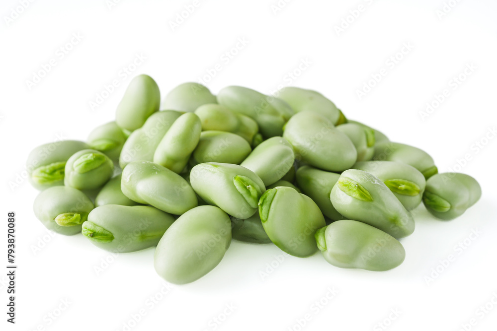 fresh greens broad beans fava on a white background fresh greens broad beans fava on a white background