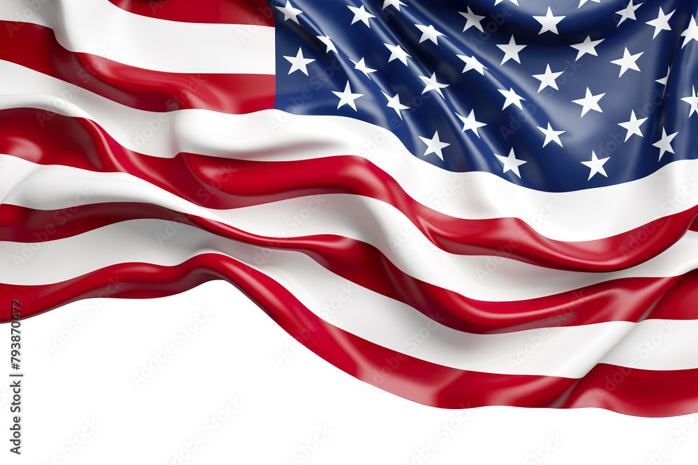 Obraz premium 3D illustration USA America flag on white isolated background PNG