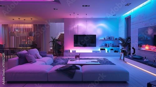 An ultramodern living room boasting high-tech gadgets photo