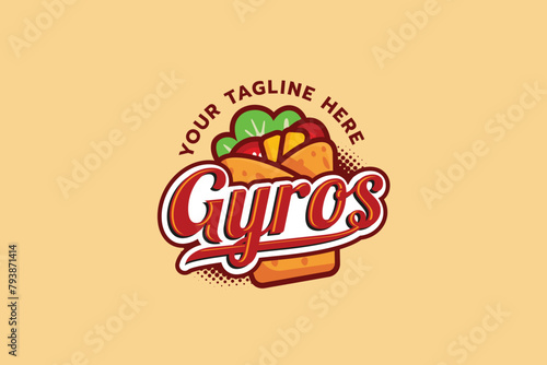 Gyros logo with a combination of a gyro and beautiful lettering for restaurants, cafes, food trucks, etc.