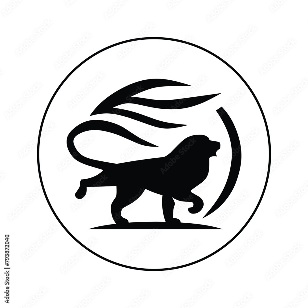 Fototapeta premium Lion Vector Logo Black And WHite
