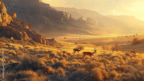 A late afternoon in a semi-arid steppe