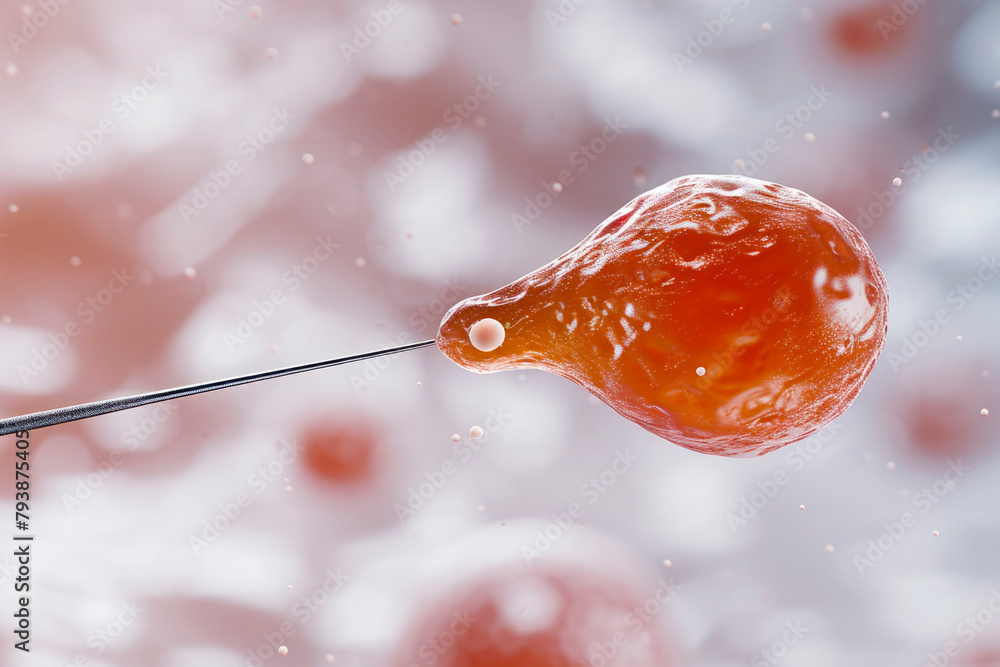 the in vitro fertilization process with a detailed depiction of a sperm ...