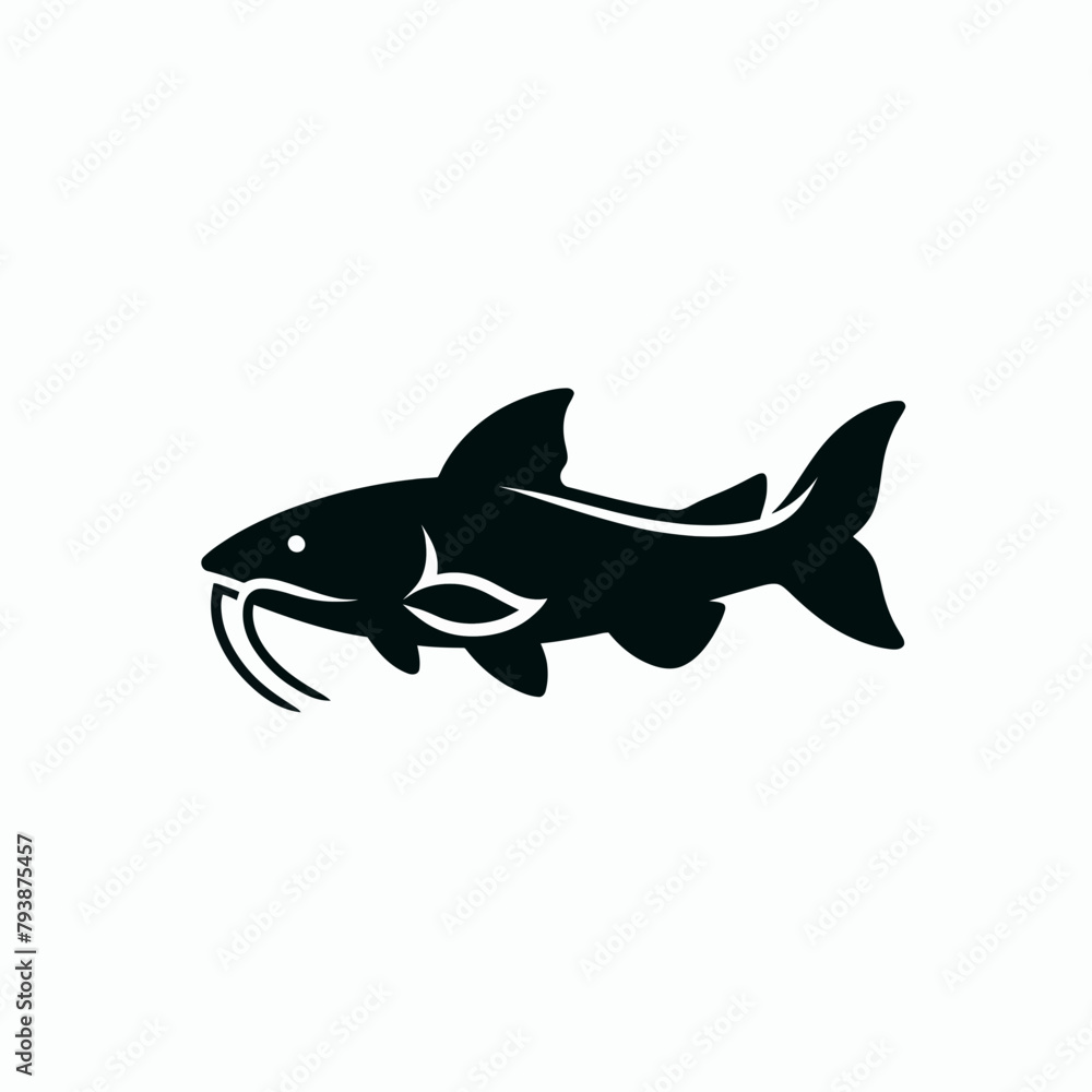 Catfish silhouette vector illustration White Background