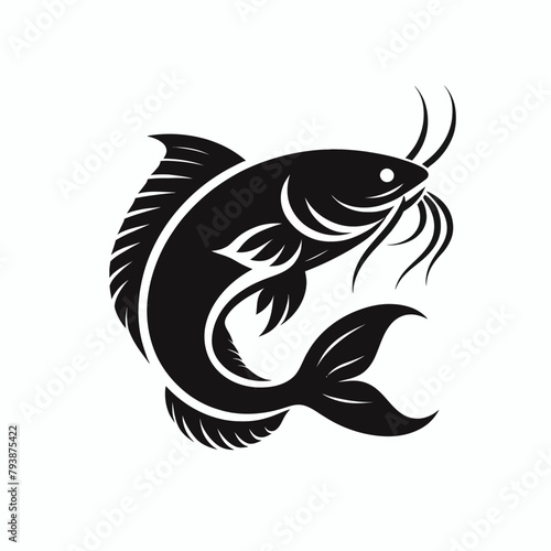Catfish silhouette vector illustration White Background
