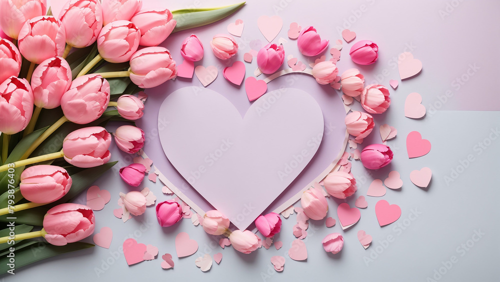Pink background with a heart-shaped cutout in the center