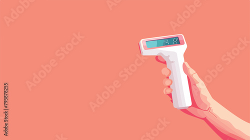 Body temperature check hand holding infrared thermome